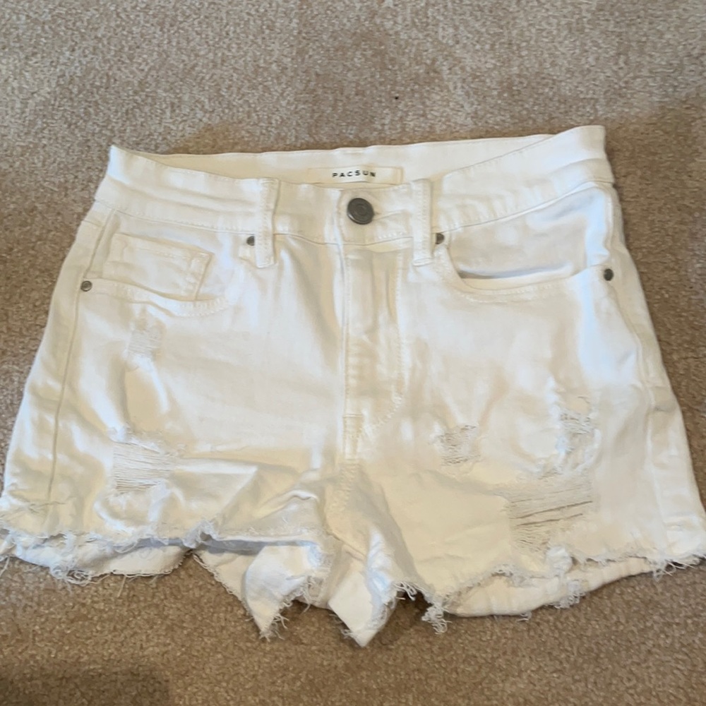 Pacsun White Frayed Jean Shorts